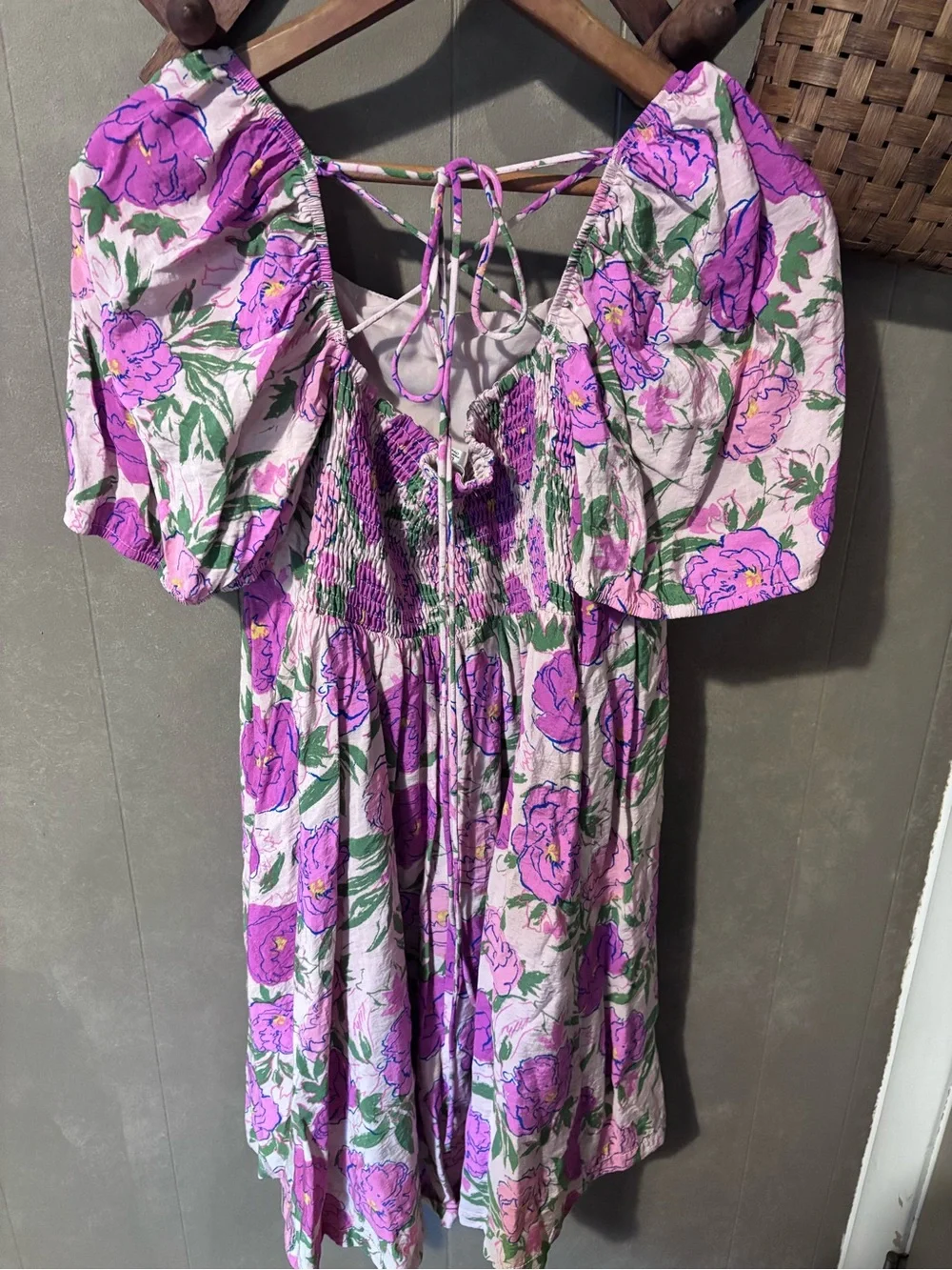 Boutique Floral Puff-Sleeve Mini Dress